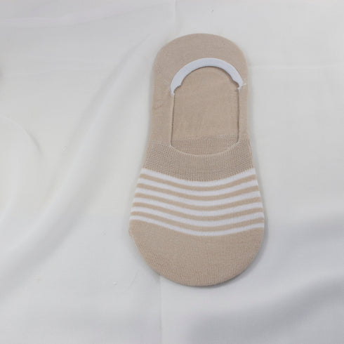 Striped Liner No Show Invisible Socks Beige